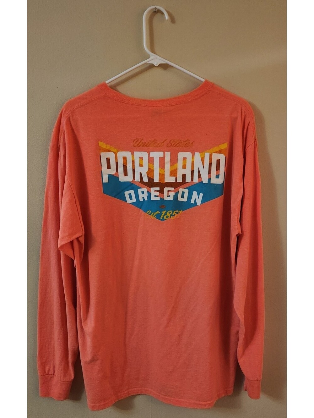 Portland Oregon Long Sleeve Shirt Men's Large Fruit of the Loom HD Cotton Tee